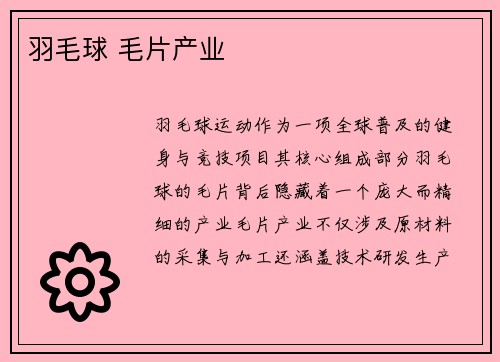 羽毛球 毛片产业